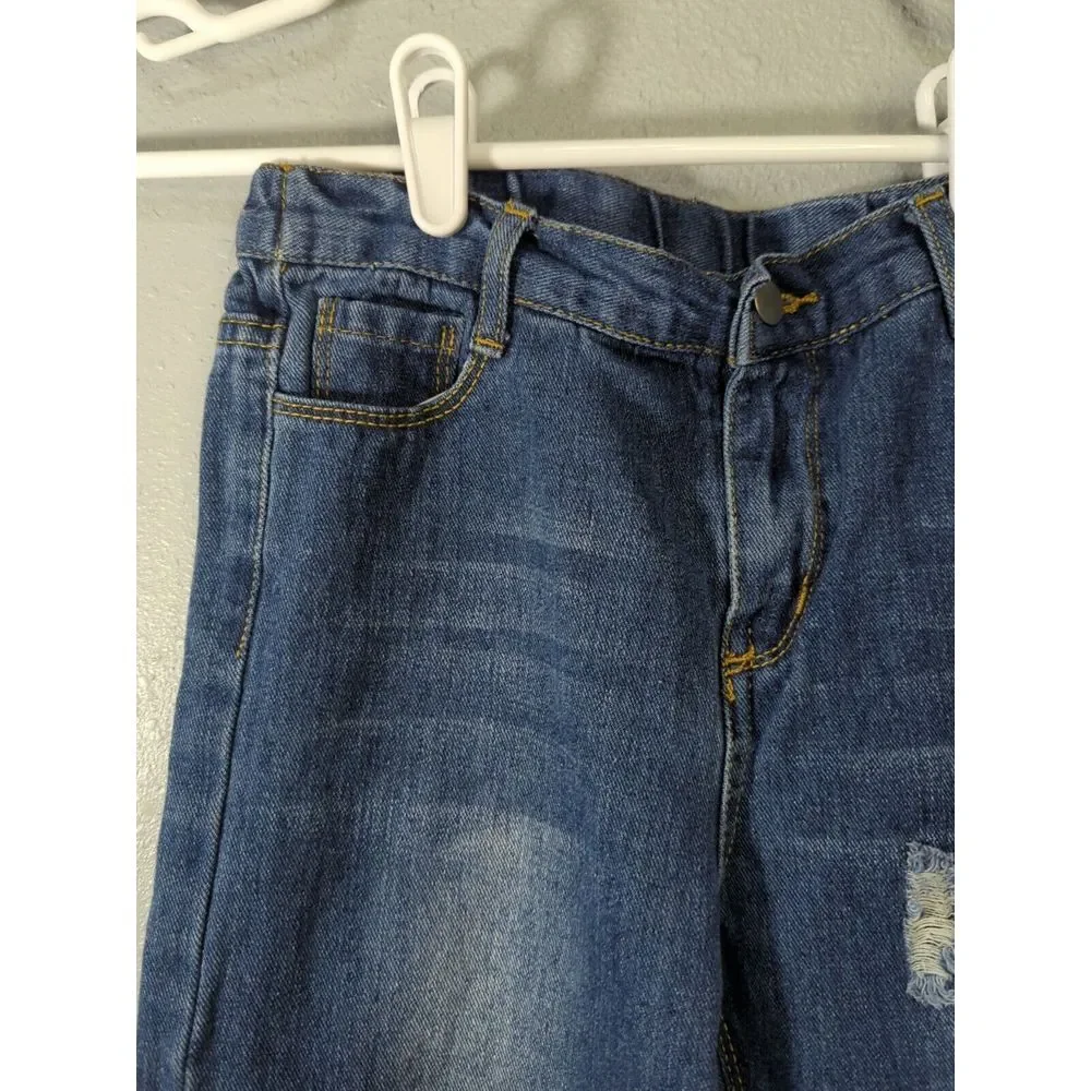 Chelsea & Violet Girls Size Large Distressed Cropped Blue‎ Jeans 575